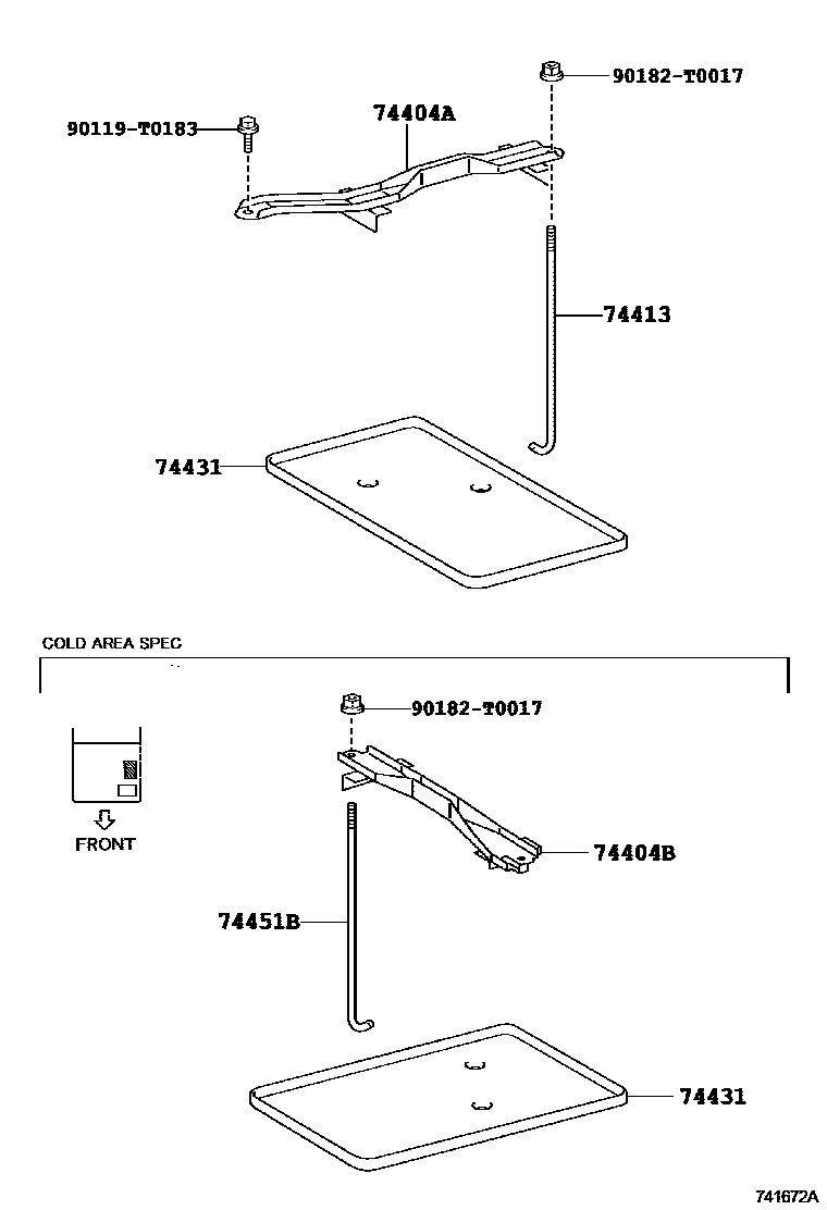 Toyota HILUX battery holder EPC diagram — 741672A
