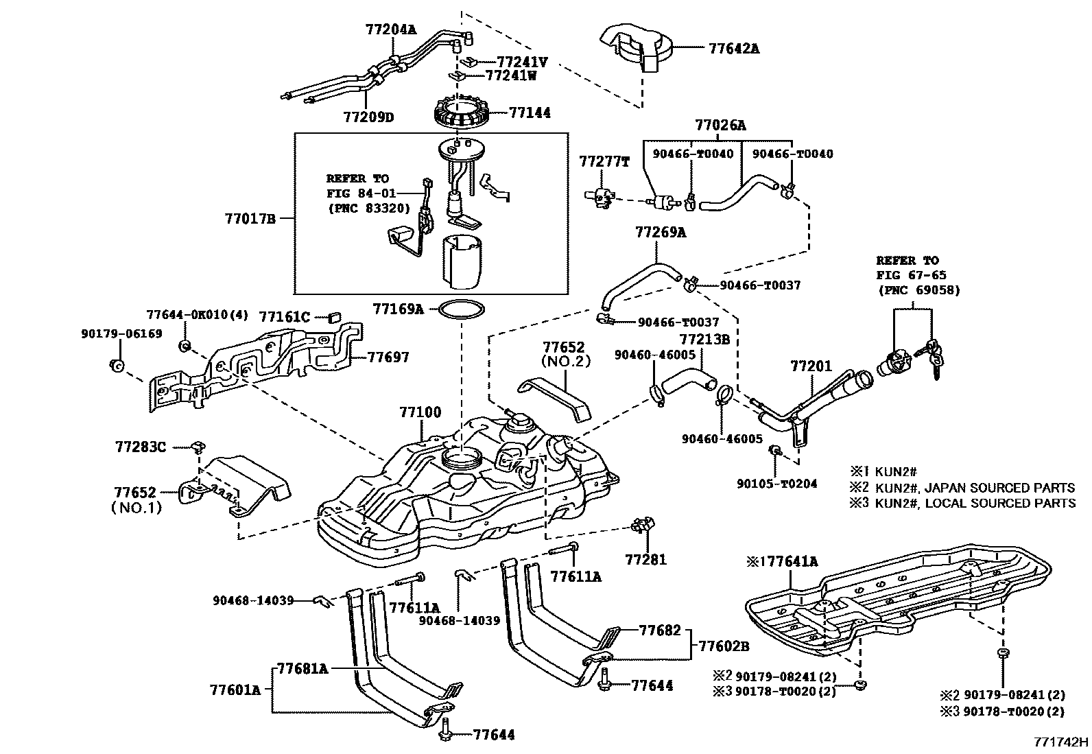 Toyota HILUX 燃油箱和燃油管 EPC diagram — 771742H