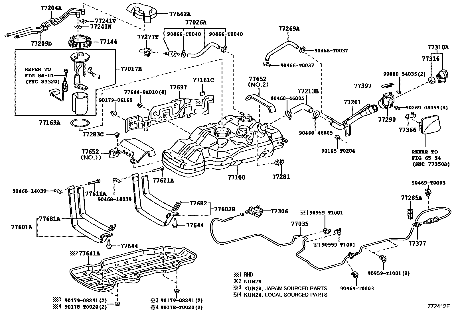 Toyota HILUX 燃油箱和燃油管 EPC diagram — 772412F