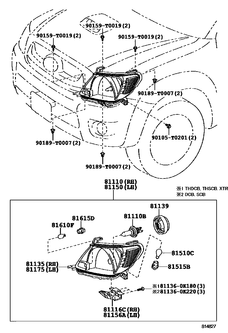 Toyota HILUX Headlamp EPC diagram — 814827