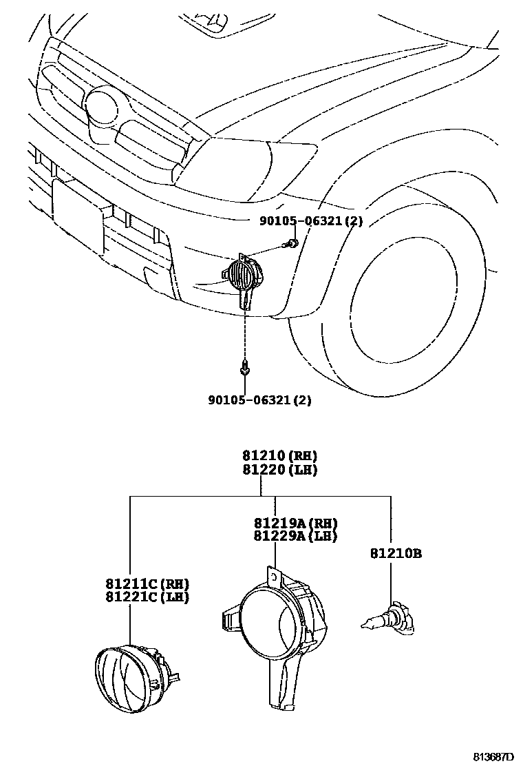 Toyota HILUX Fog Lamp EPC diagram — 813687D