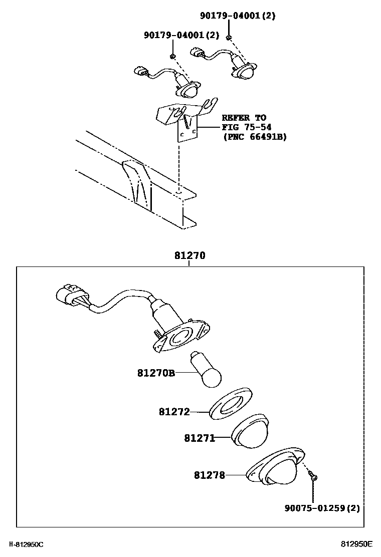 Toyota HILUX 后牌照灯 EPC diagram — 812950E