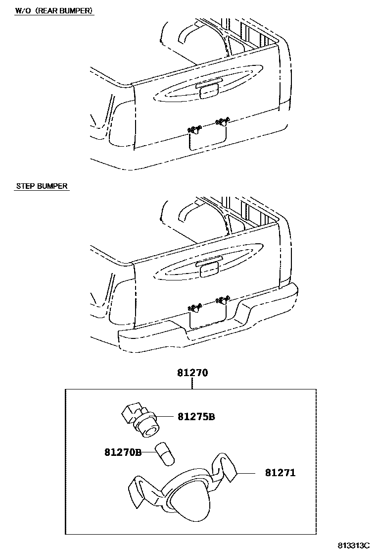 Toyota HILUX 后牌照灯 EPC diagram — 813313C