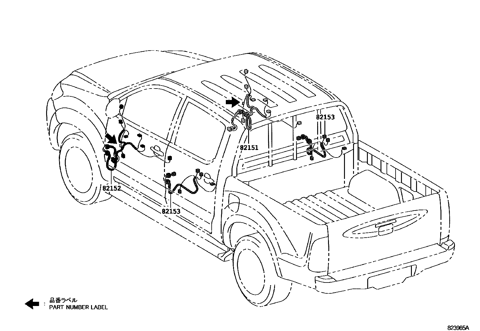 Toyota HILUX 线束和卡夹 EPC diagram — 823965A