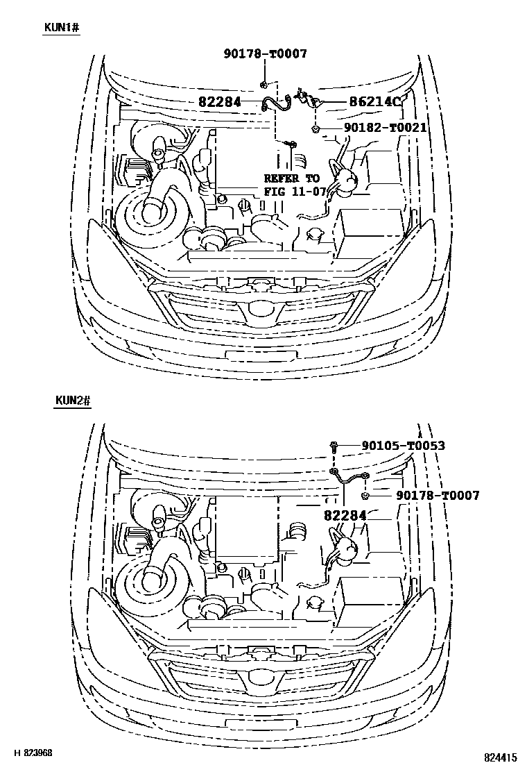 Toyota HILUX 线束和卡夹 EPC diagram — 824415
