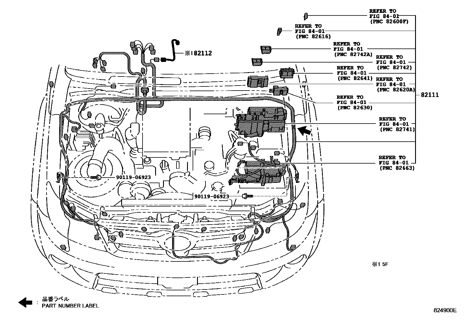 Toyota HILUX 线束和卡夹 EPC diagram — 824900E