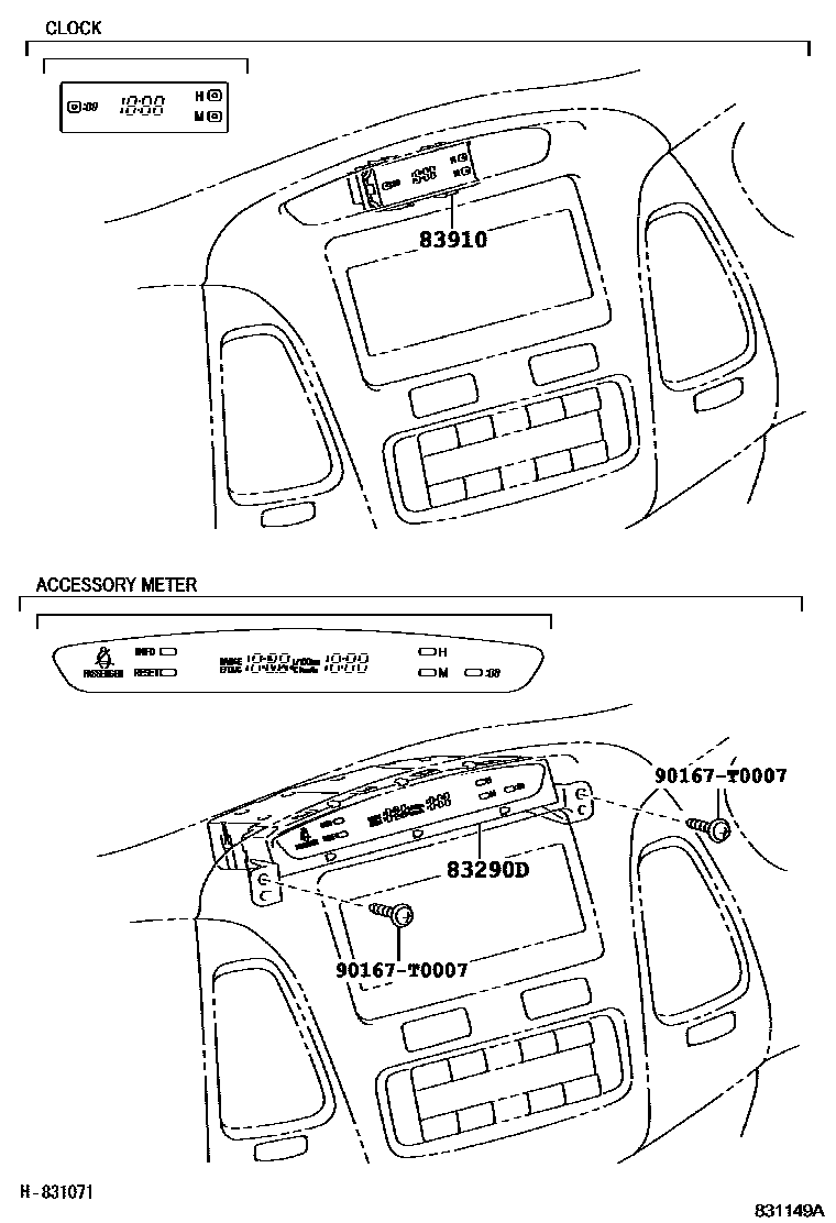 Toyota HILUX 仪表 EPC diagram — 831149A