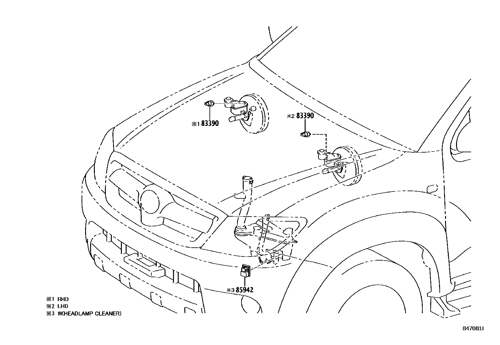 Toyota HILUX 开关和继电器和ECU EPC diagram — 847081I