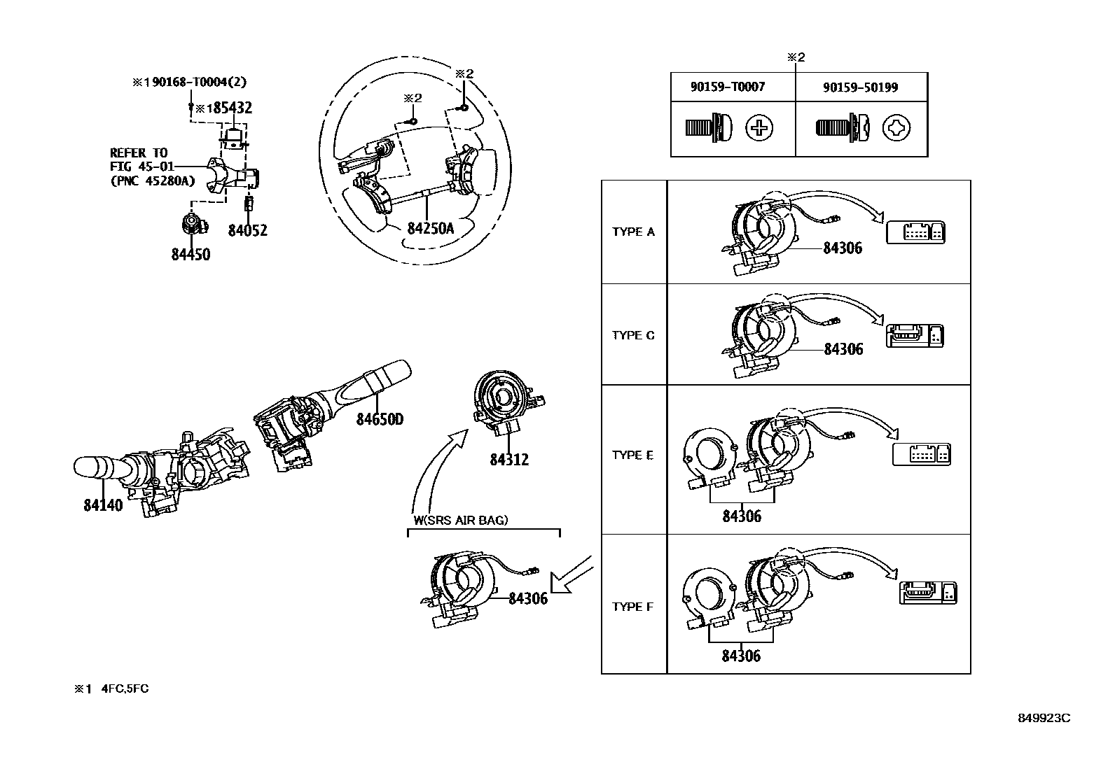 Toyota HILUX 开关和继电器和ECU EPC diagram — 849923C