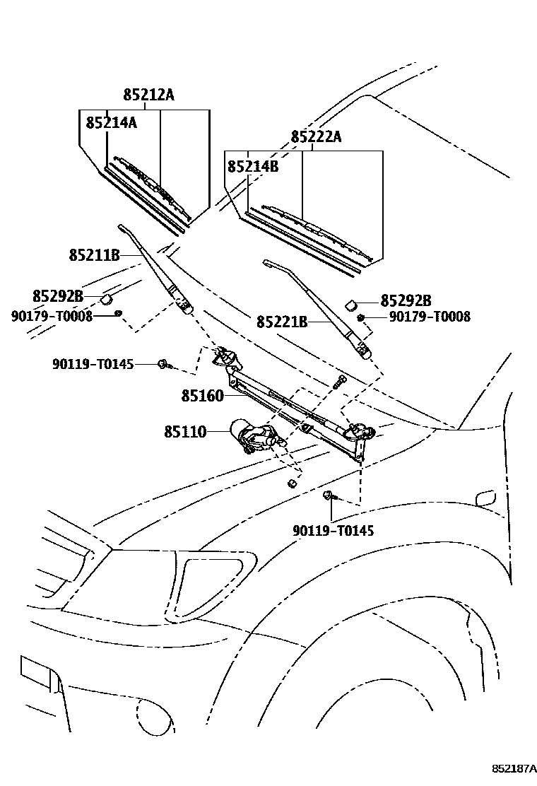 Toyota HILUX 挡风玻璃刮水器 EPC diagram — 852187A
