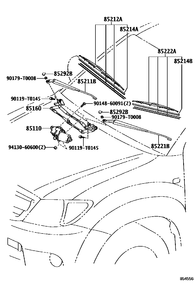 Toyota HILUX 挡风玻璃刮水器 EPC diagram — 854556