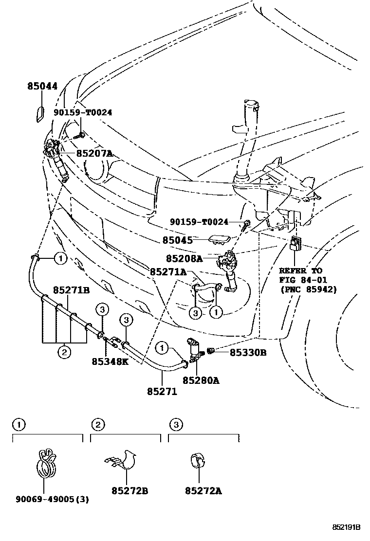 Toyota HILUX 前大灯清洗器 EPC diagram — 852191B
