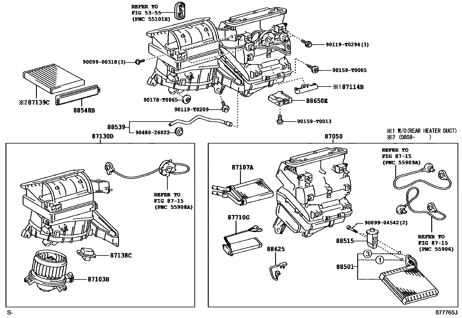 Toyota HILUX 暖风和空调系统 - 冷却器组件 EPC diagram — 877765J