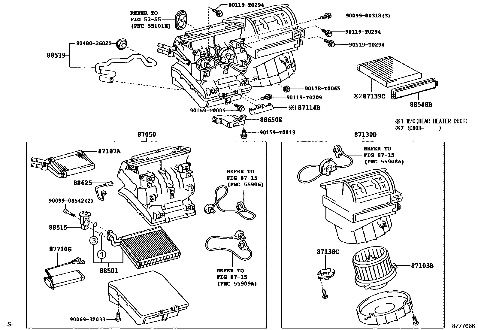 Toyota HILUX 暖风和空调系统 - 冷却器组件 EPC diagram — 877766K