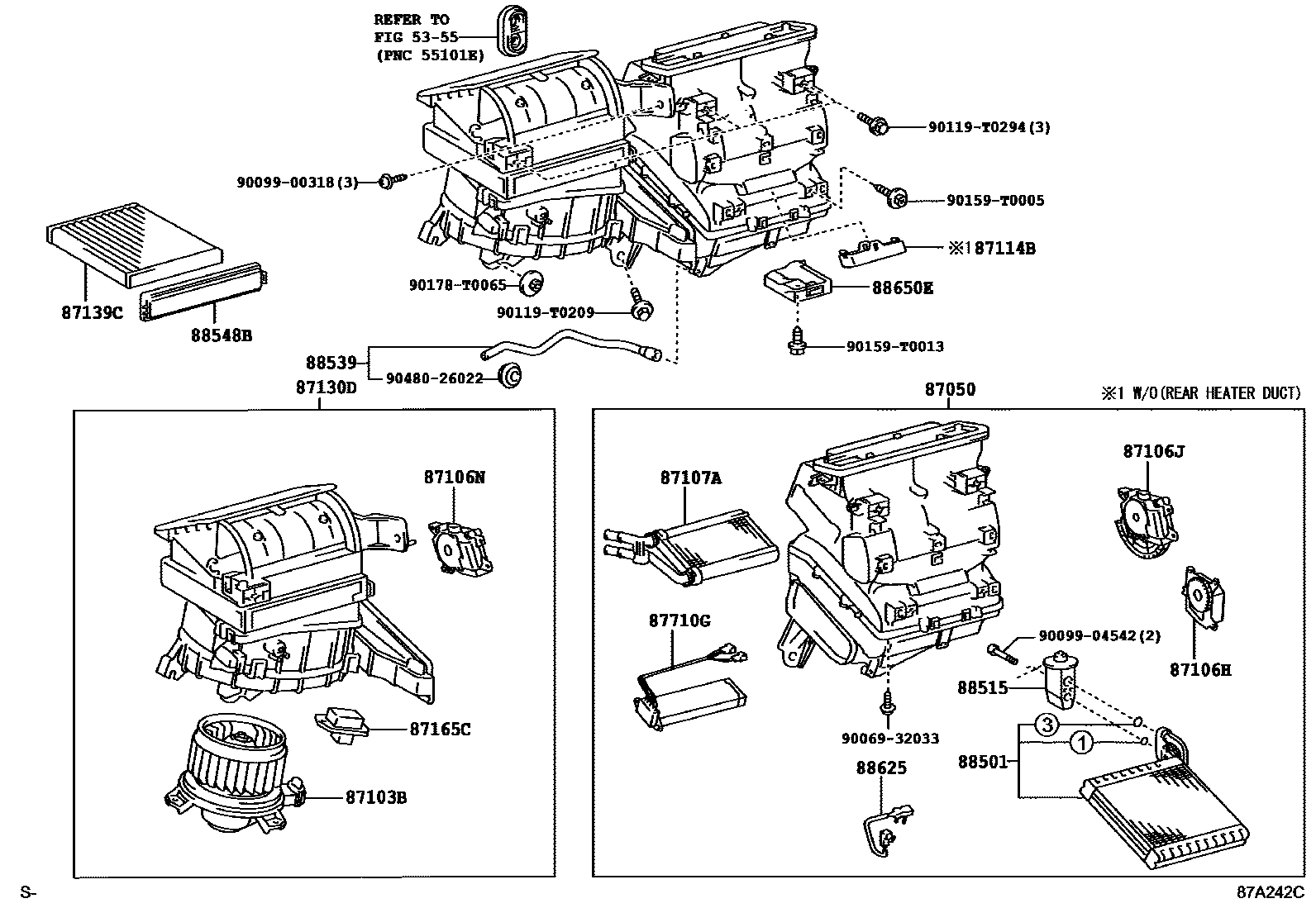 Toyota HILUX 暖风和空调系统 - 冷却器组件 EPC diagram — 87A242C