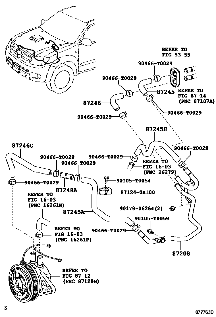 Toyota HILUX 暖风和空调系统 - 水管 EPC diagram — 877763D