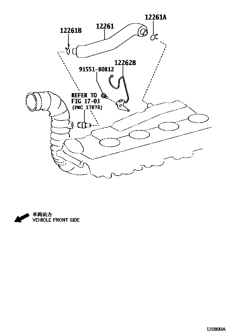 Toyota HILUX Ventilation Hose EPC diagram — 120800A