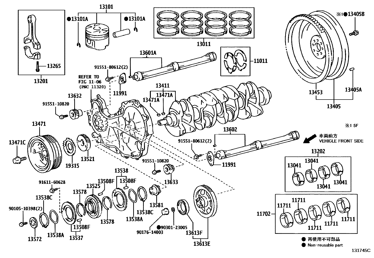 Toyota HILUX Crankshaft & Piston EPC diagram — 131745C