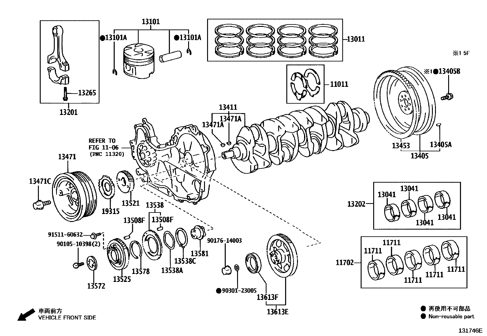 Toyota HILUX Crankshaft & Piston EPC diagram — 131746E