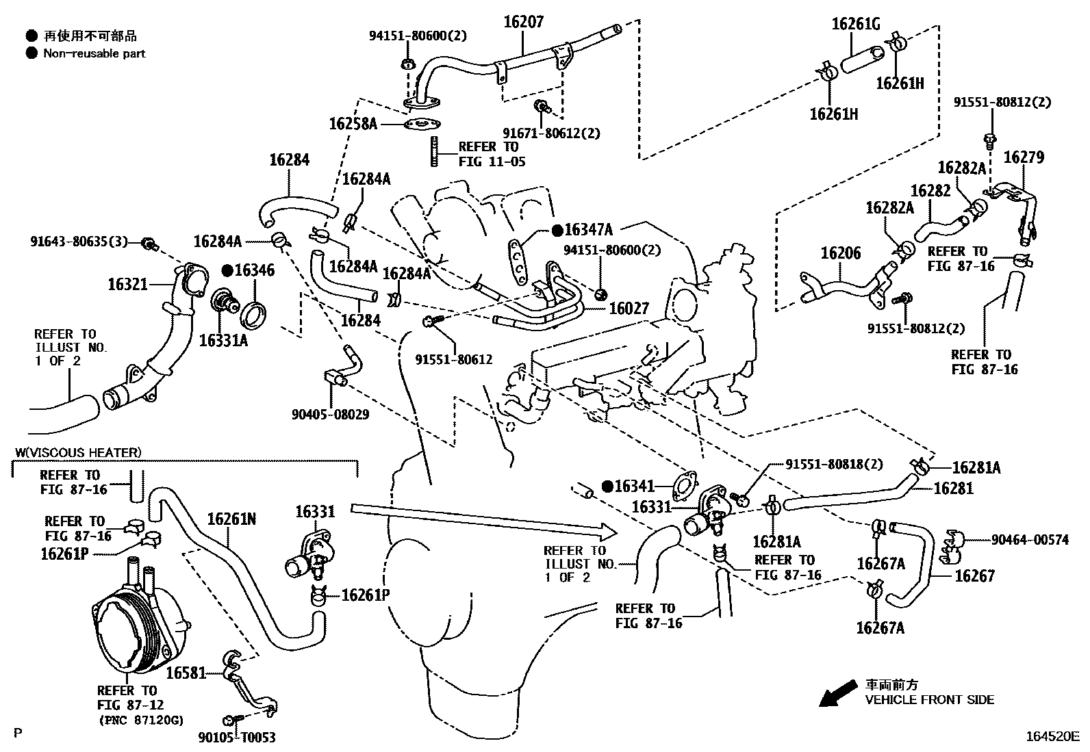 Toyota HILUX RADIATOR & WATER OUTLET EPC diagram — 164520E