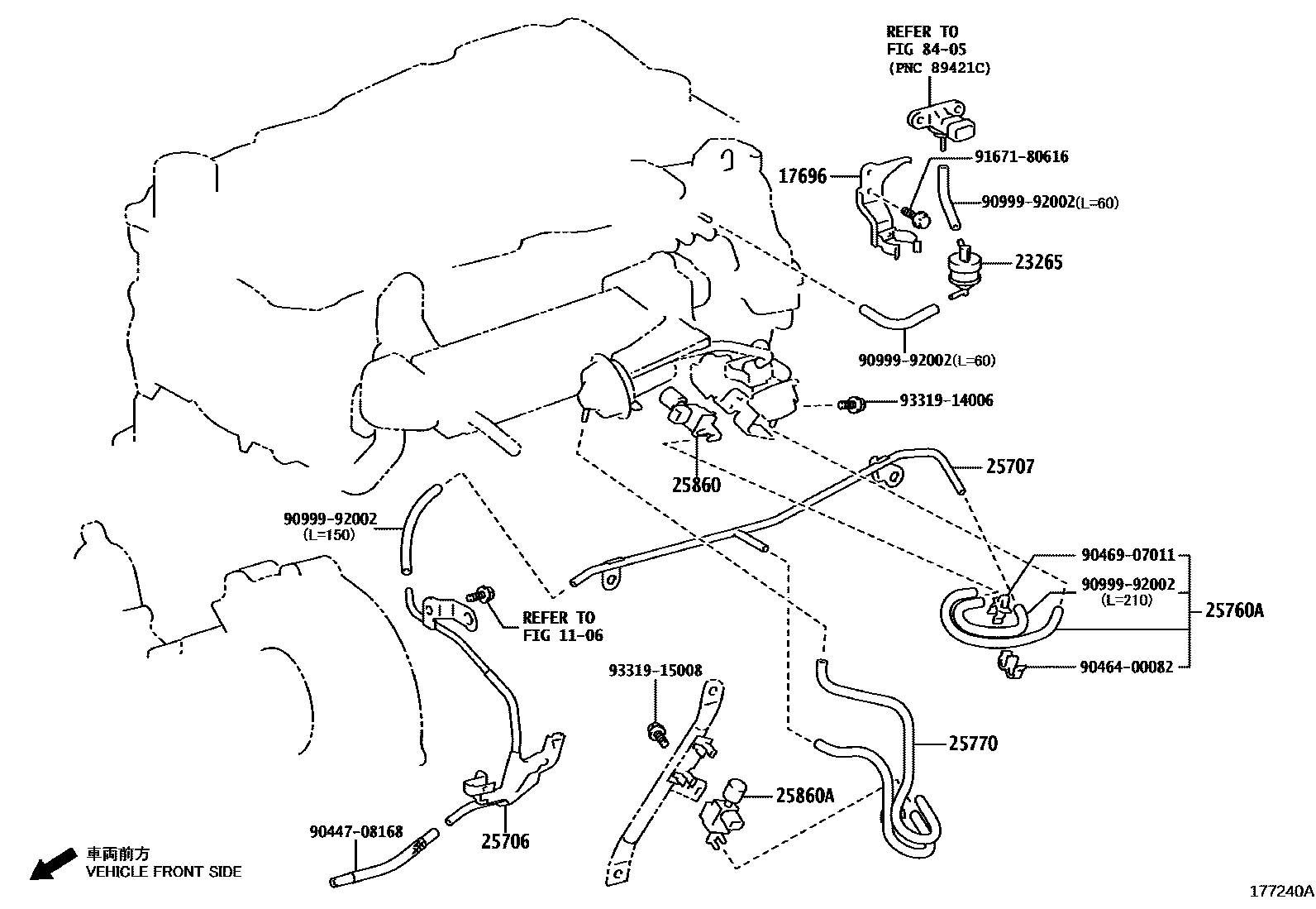 Toyota HILUX vacuum tube EPC diagram — 177240A
