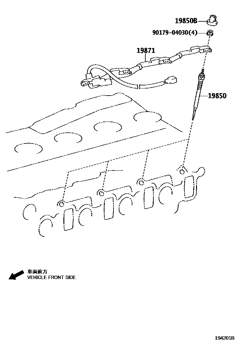 Toyota HILUX 点火线圈和火花塞 EPC diagram — 194201B
