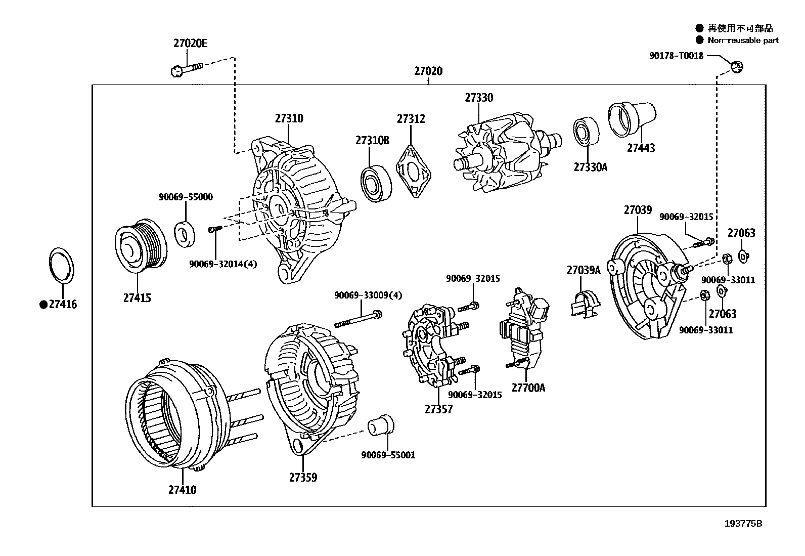 Toyota HILUX Alternator EPC diagram — 193775B
