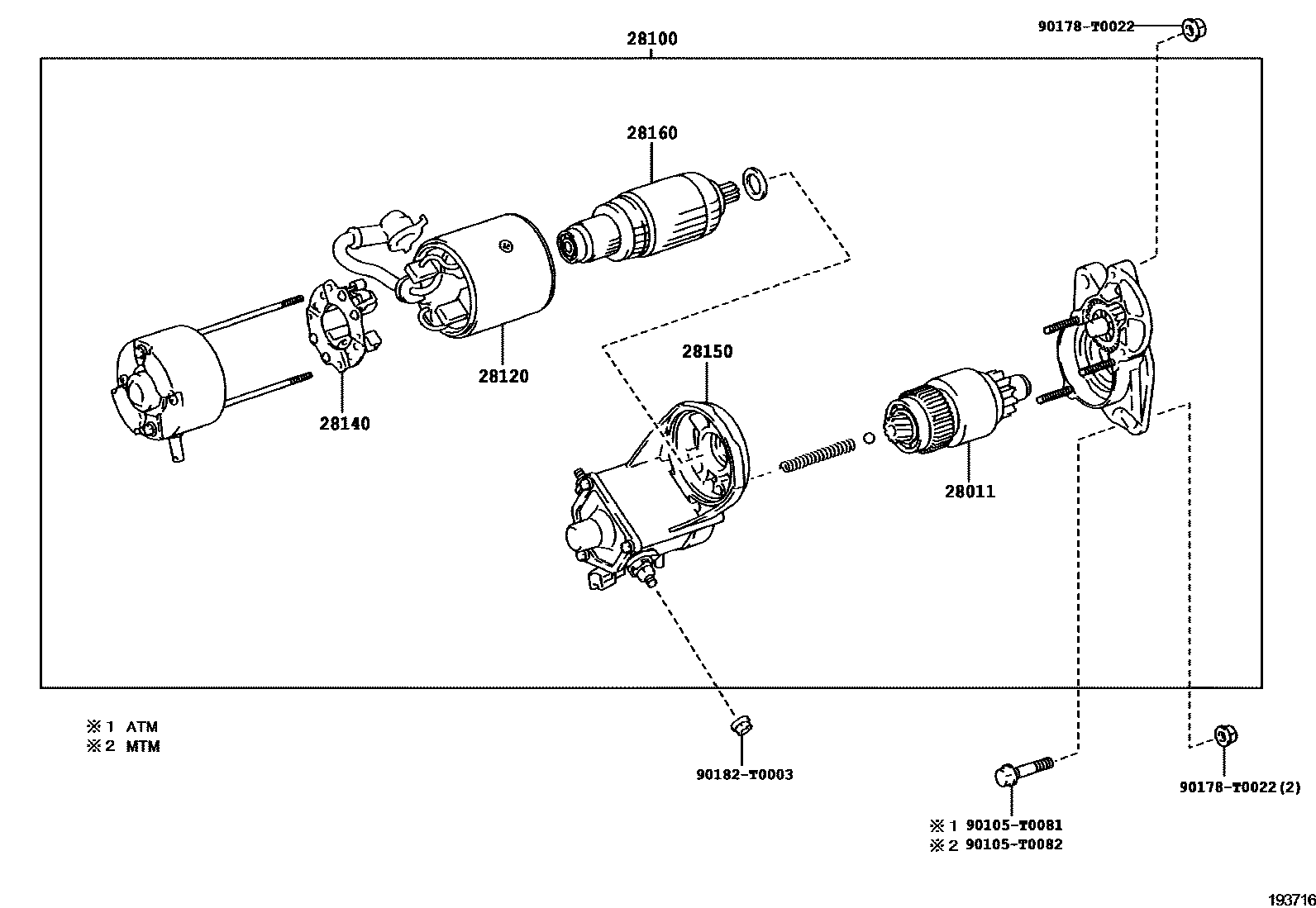 Toyota HILUX 起动机 EPC diagram — 193716