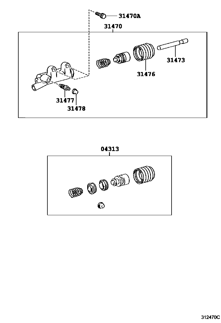 Toyota HILUX 离合器分离缸 EPC diagram — 312470C