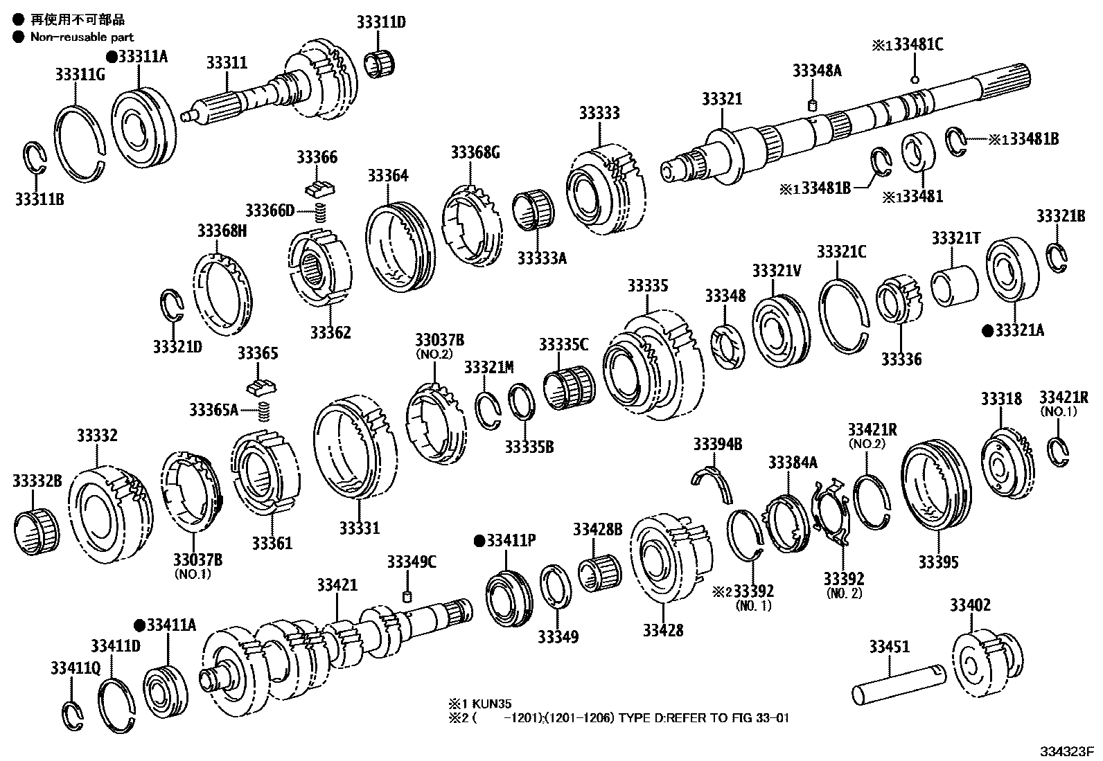 Toyota HILUX 变速器齿轮(MTM) EPC diagram — 334323F