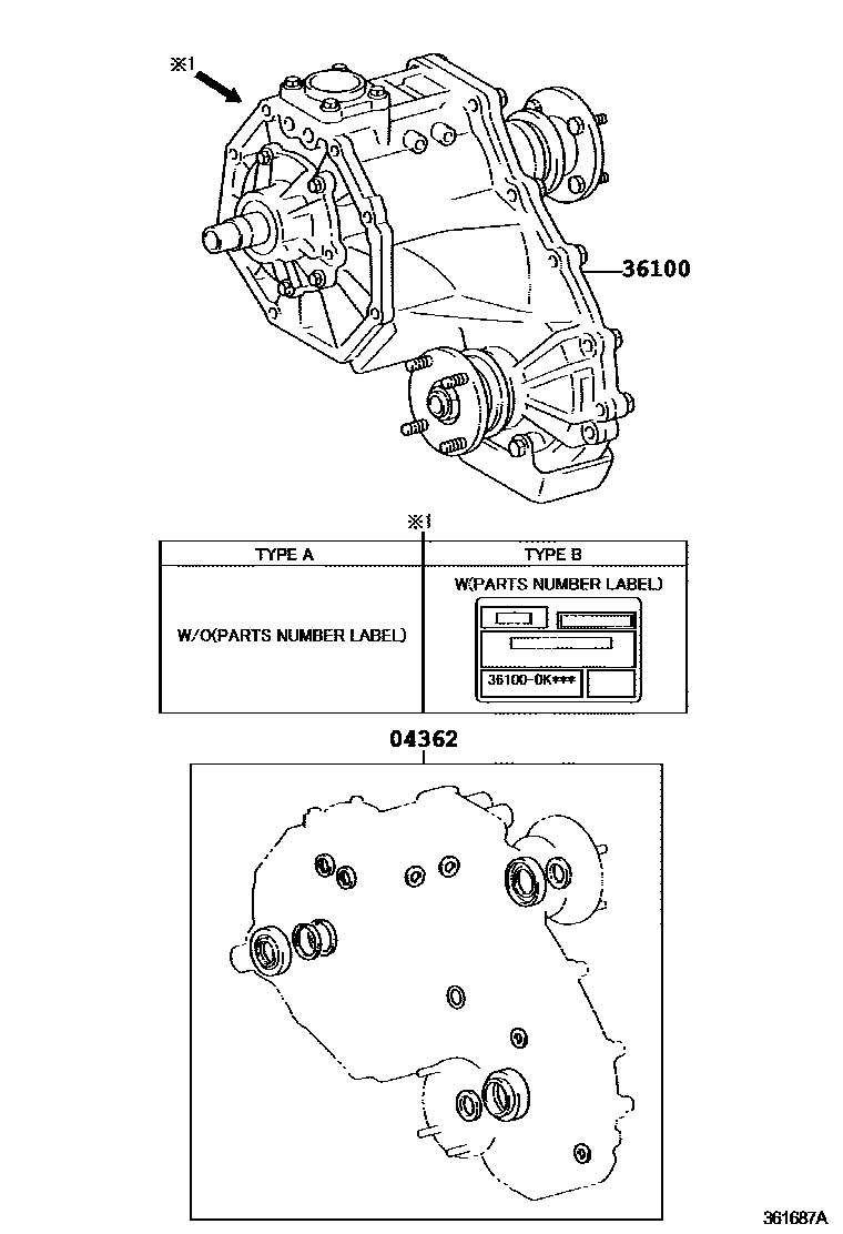 Toyota HILUX Transfer Assembly & Gasket Kit EPC diagram — 361687A