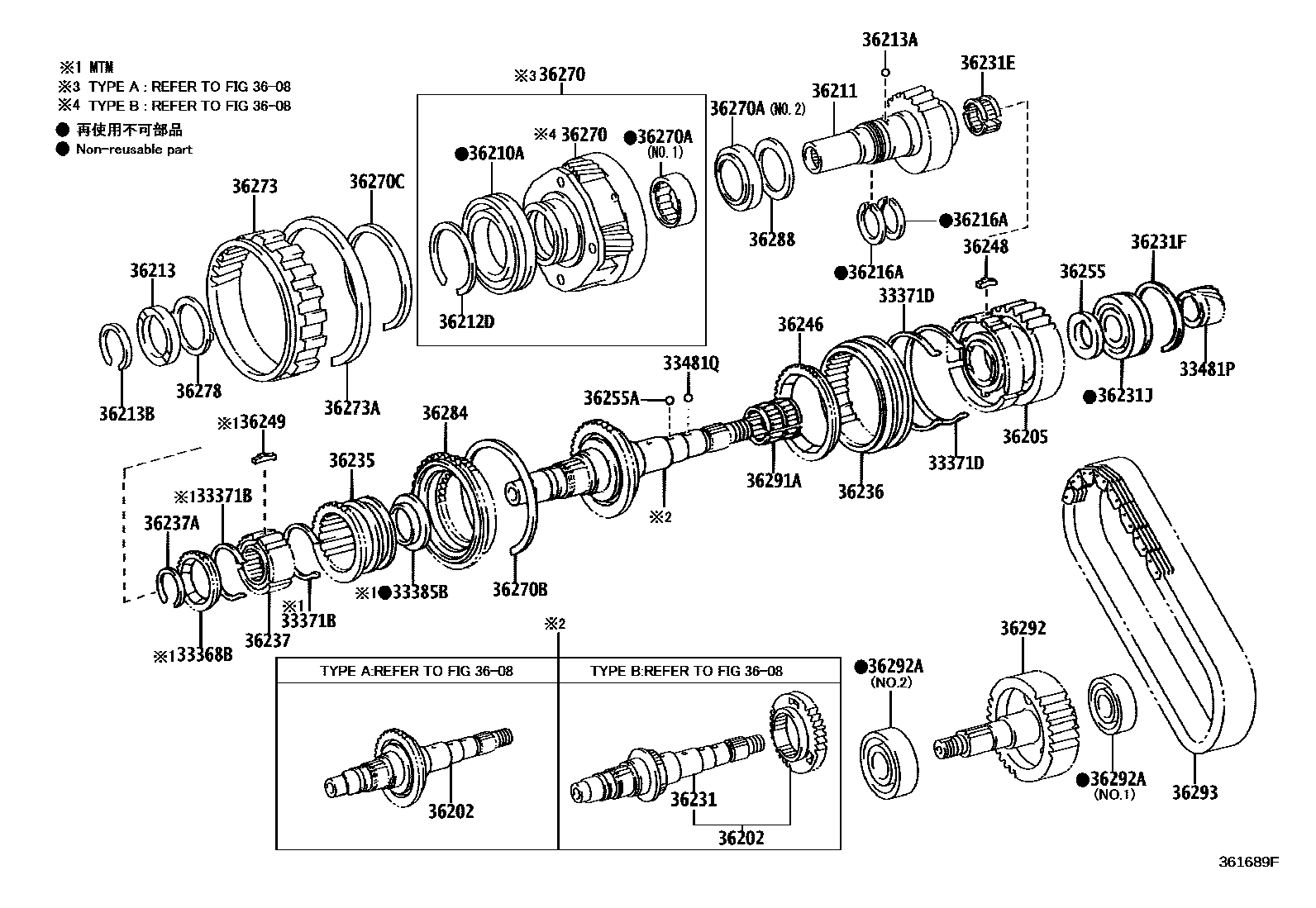 Toyota HILUX Transfer Gear EPC diagram — 361689F
