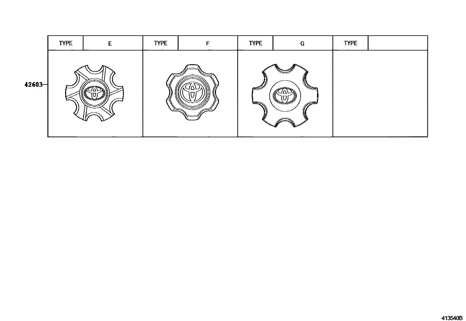 Toyota HILUX 车轮和车轮盖 EPC diagram — 413540B