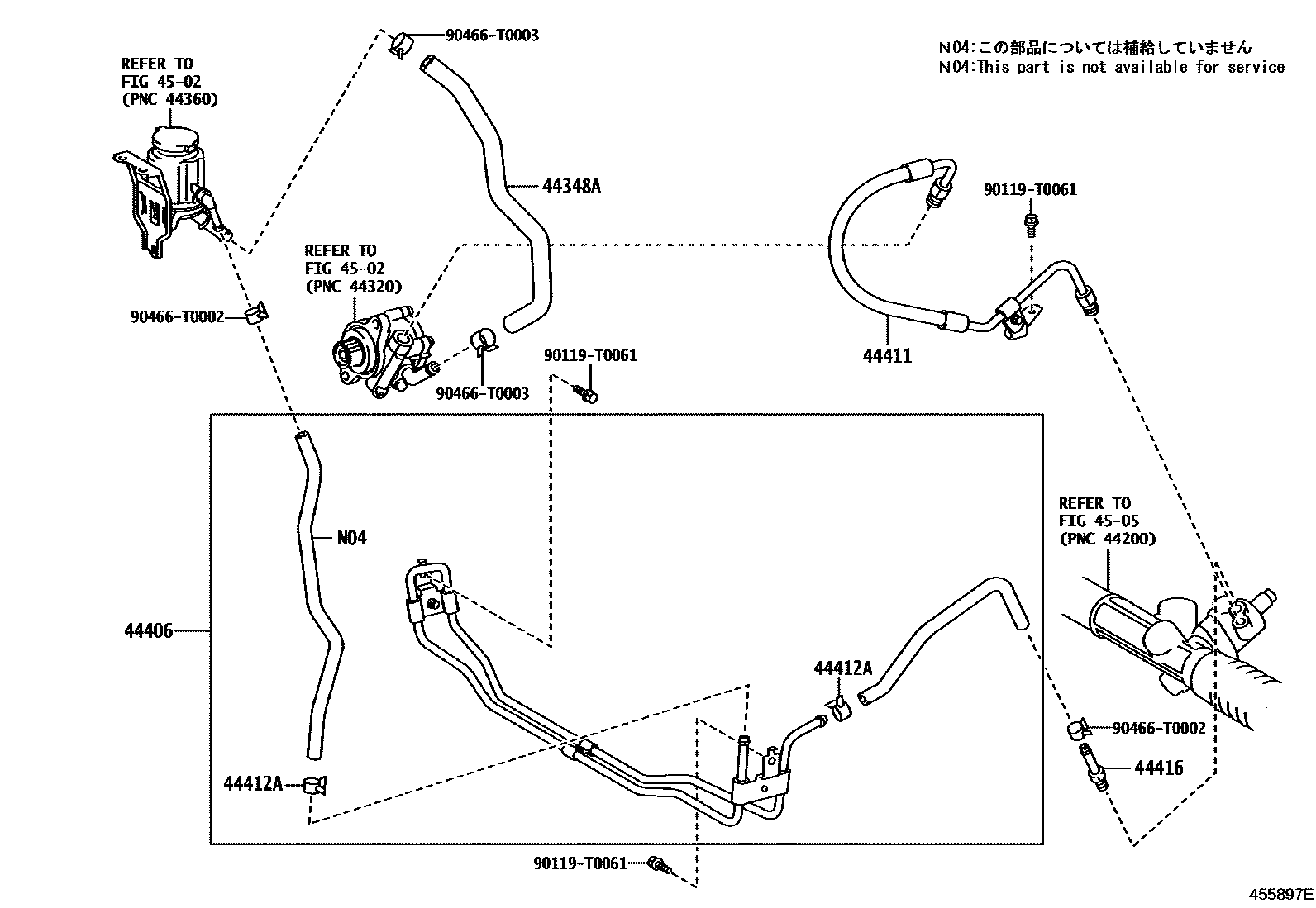 Toyota HILUX 动力转向配管 EPC diagram — 455897E
