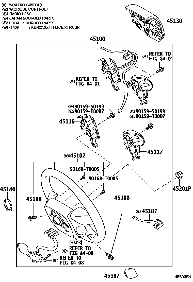 Toyota HILUX Steering Wheel EPC diagram — 455935H