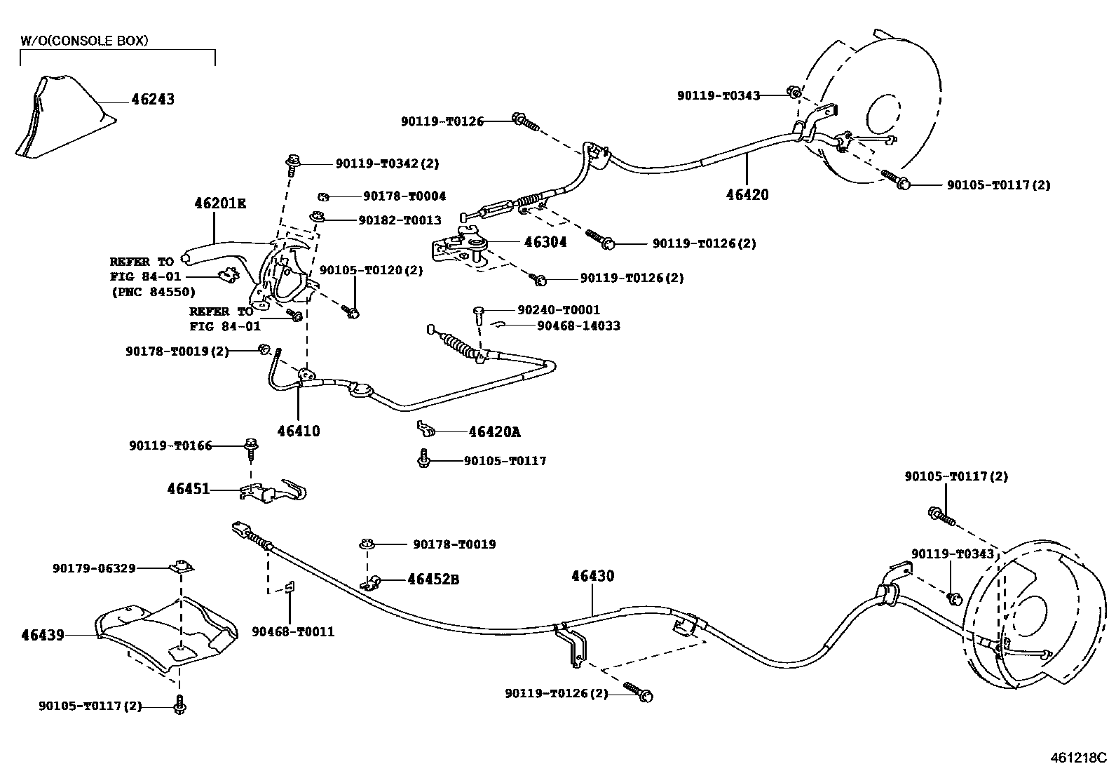 Toyota HILUX Parking Brake & Cable EPC diagram — 461218C