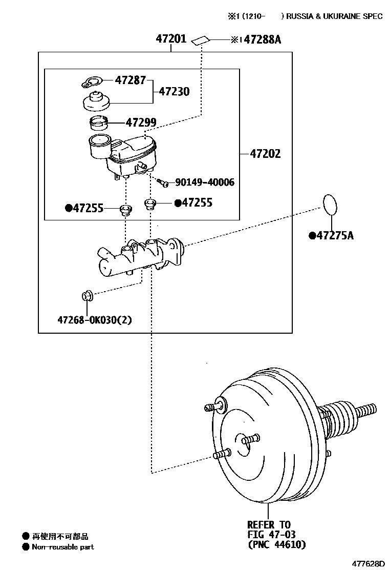Toyota HILUX 制动总泵 EPC diagram — 477628D