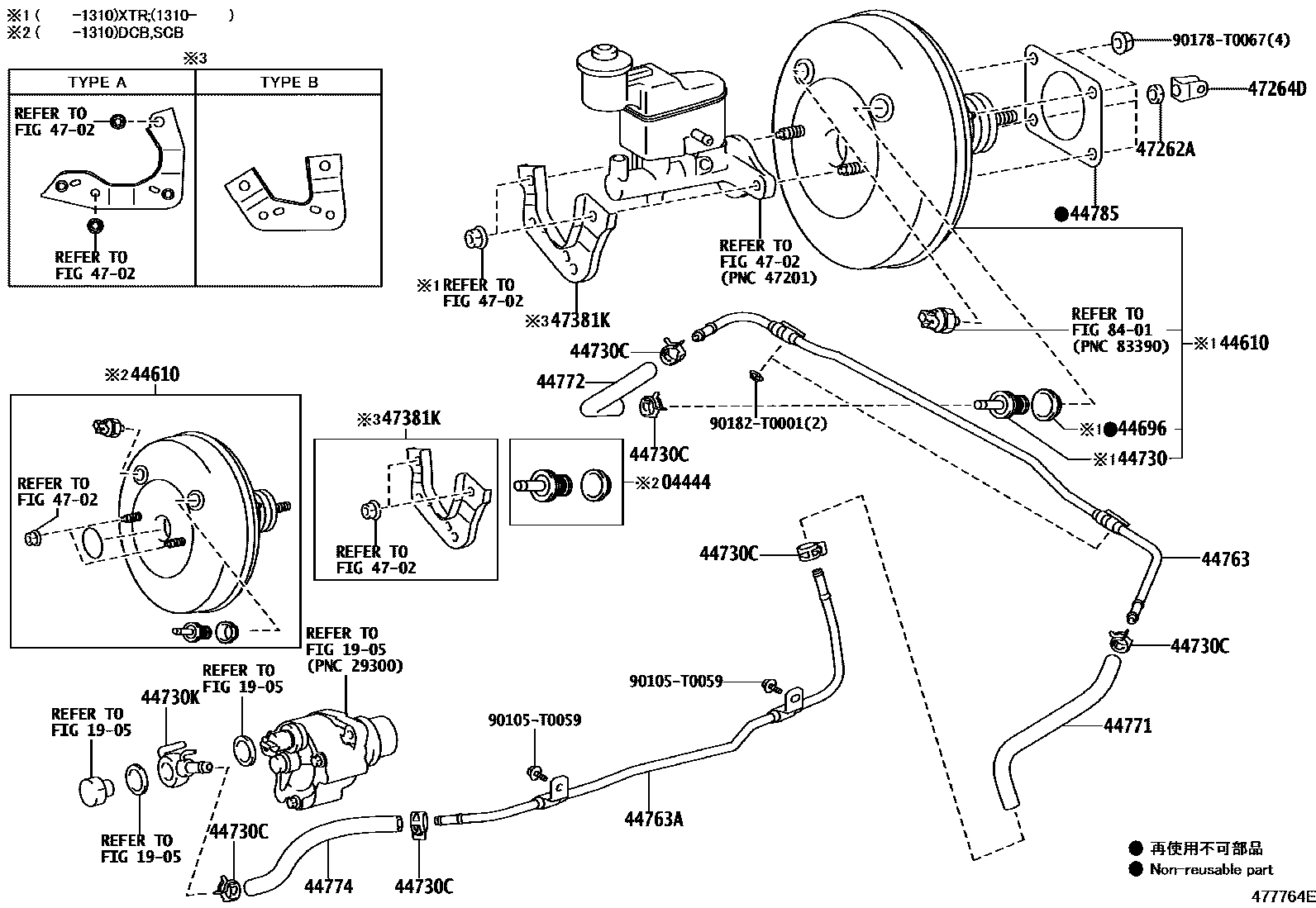Toyota HILUX 制动助力器和真空管 EPC diagram — 477764E