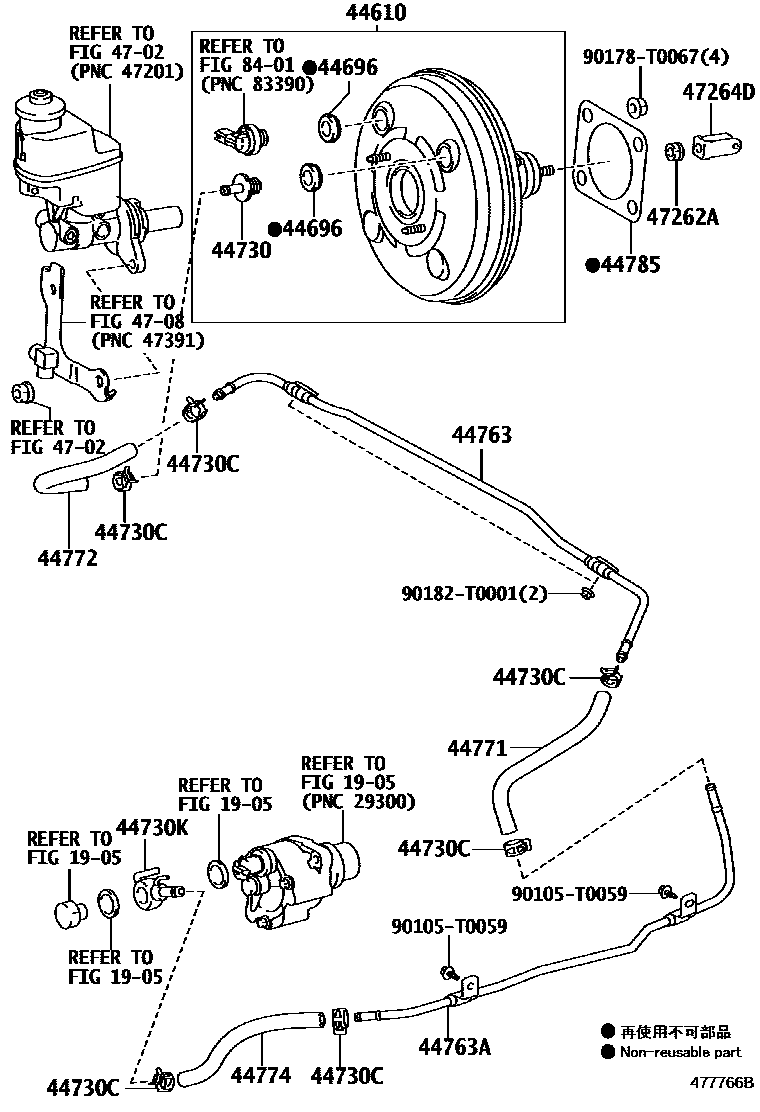 Toyota HILUX 制动助力器和真空管 EPC diagram — 477766B