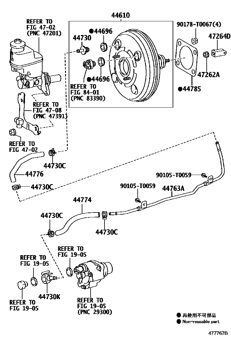 Toyota HILUX 制动助力器和真空管 EPC diagram — 477767B