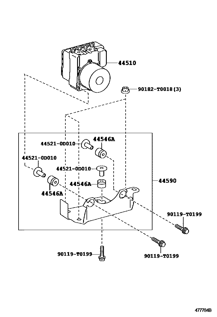 Toyota HILUX 制动配管和卡箍 EPC diagram — 477784B