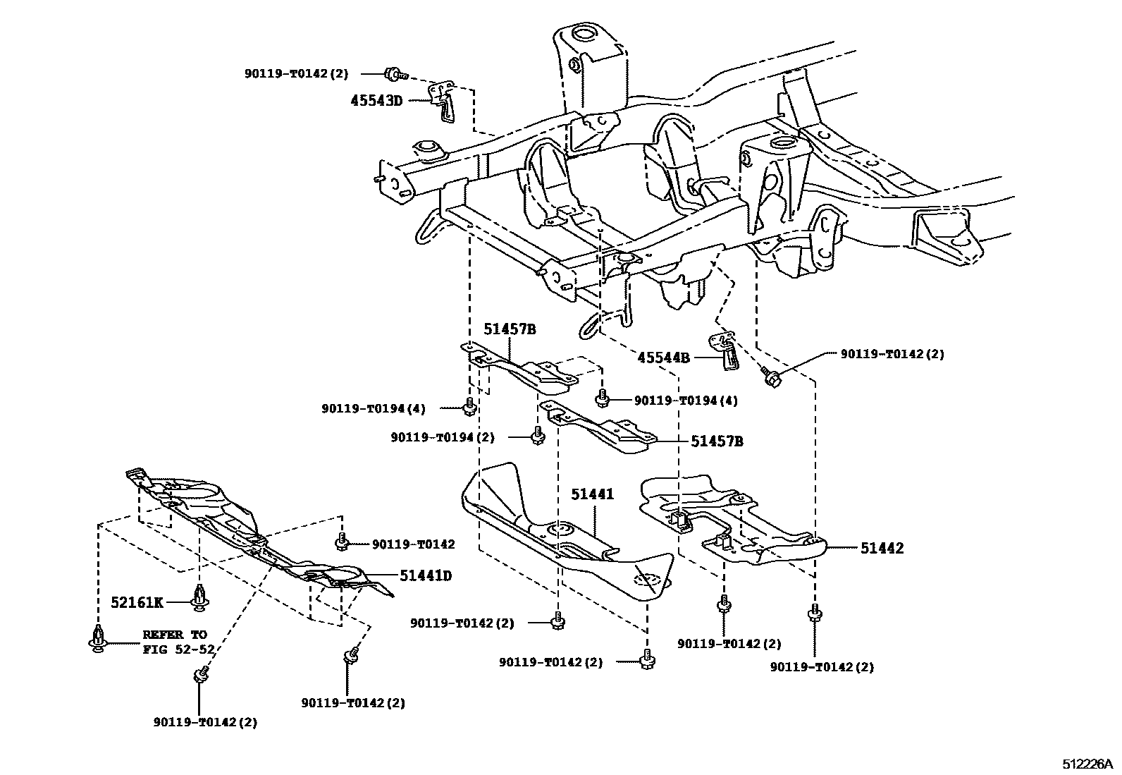 Toyota HILUX 悬架横梁和发动机底罩 EPC diagram — 512226A