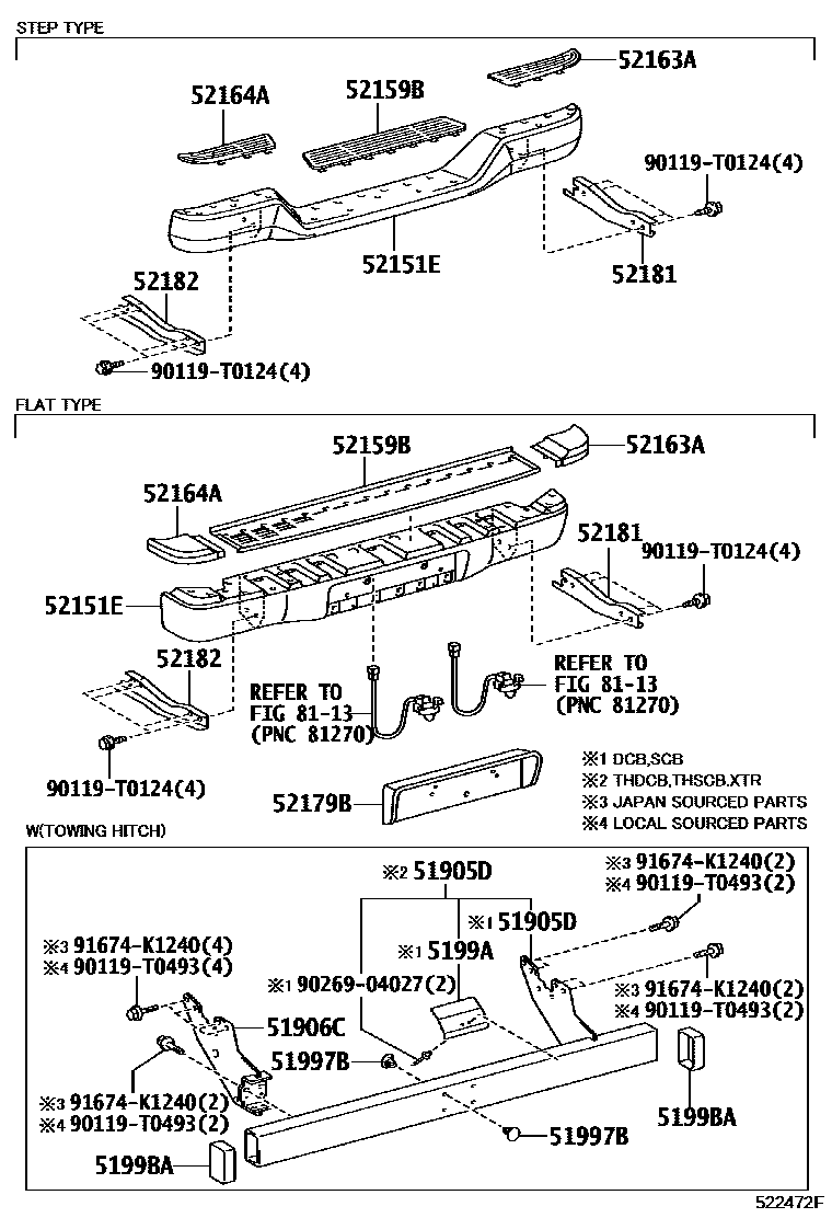 Toyota HILUX 后保险杠及附件 EPC diagram — 522472F