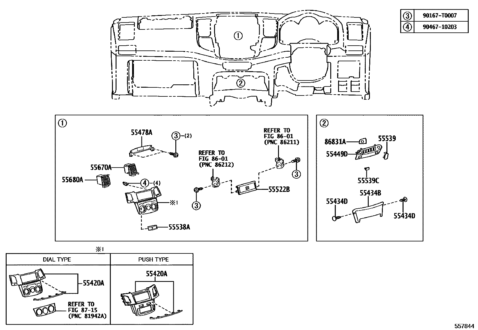 Toyota HILUX 仪表板和手套箱 EPC diagram — 557844