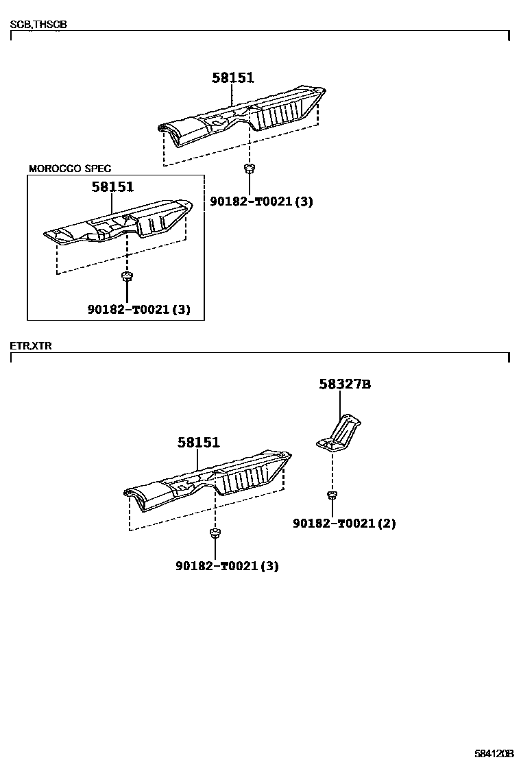 Toyota HILUX 地板隔热垫 EPC diagram — 584120B