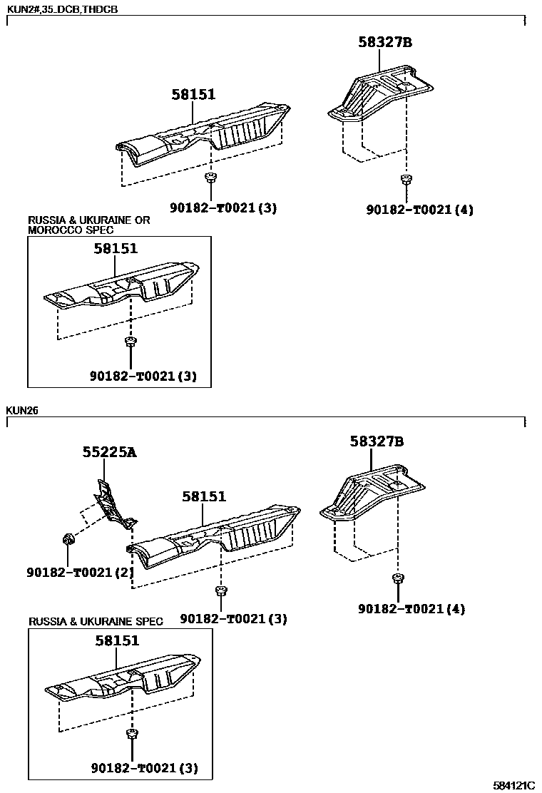 Toyota HILUX 地板隔热垫 EPC diagram — 584121C