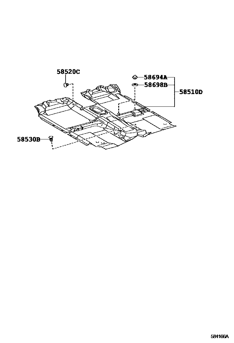 Toyota HILUX 地板垫和消声垫 EPC diagram — 584166A