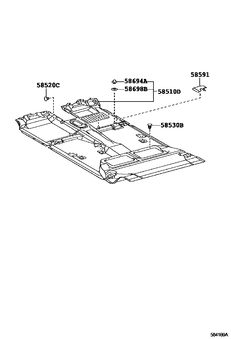 Toyota HILUX 地板垫和消声垫 EPC diagram — 584169A