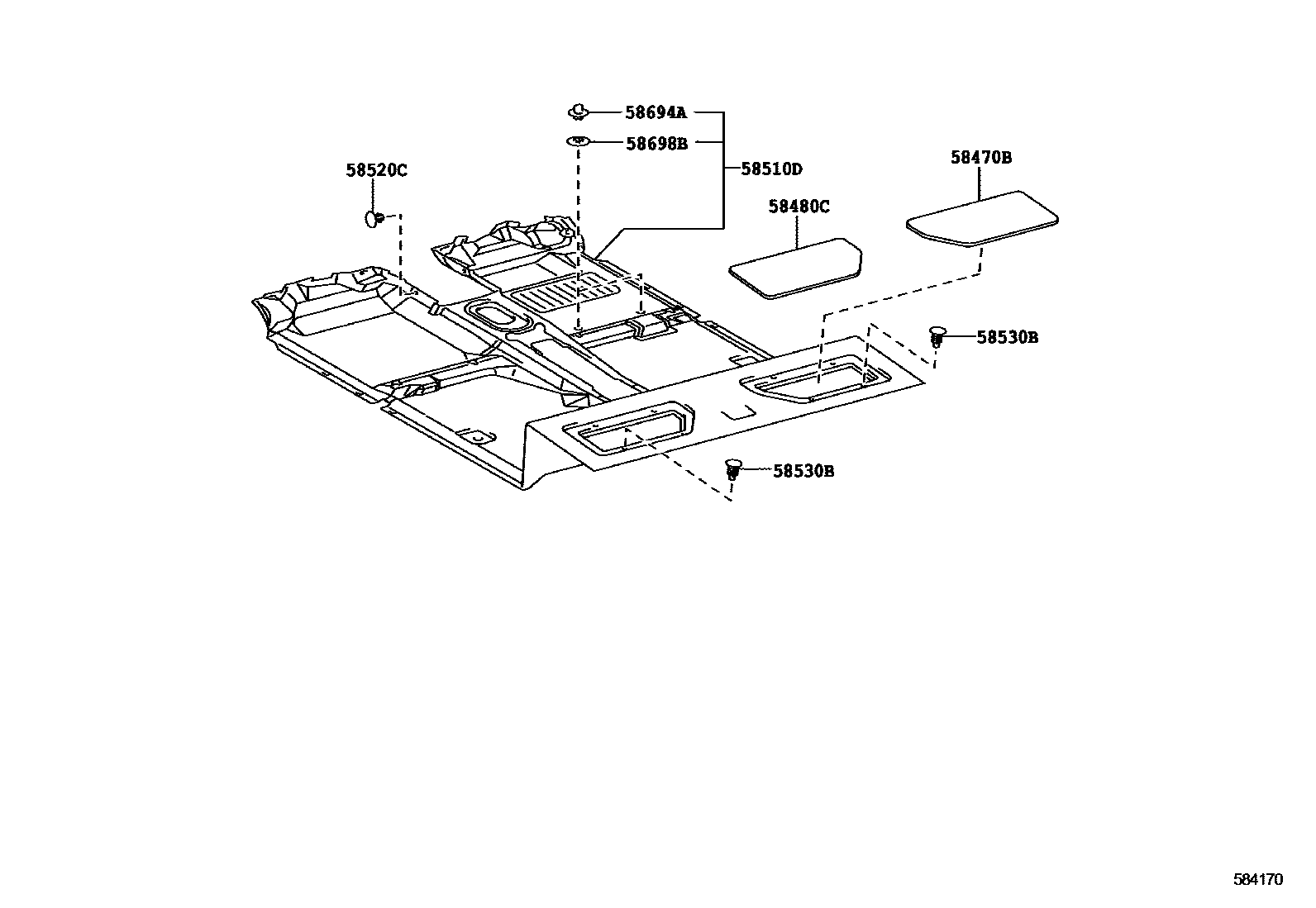 Toyota HILUX 地板垫和消声垫 EPC diagram — 584170