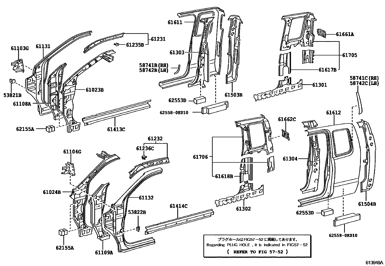 Toyota HILUX 侧梁 EPC diagram — 613953A